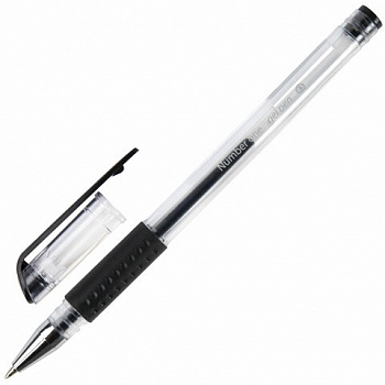 Ручка гелевая BRAUBERG "Number One", ЧЕРНАЯ, узел 0,5 мм, линия письма 0,35 мм, 141194 /12/