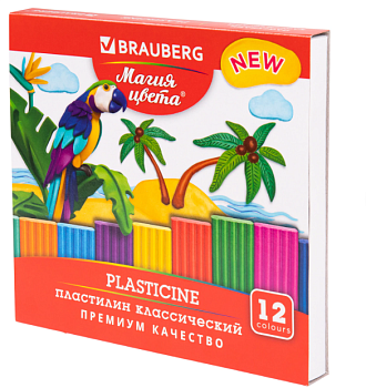 Пластилин 12цв 240г BRAUBERG Магия цвета NEW, стек, высшее качество 106426