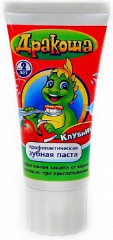 Зубная паста детская "Дракоша" 60мл Клубника гелевая /30/5770/Калина