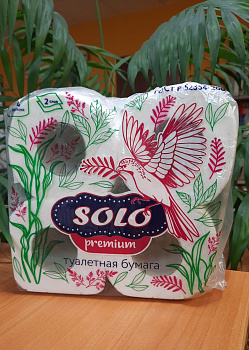 Туалетная бумага  SOLO ПРЕМИУМ  4шт*17м, 2 слоя /12/
