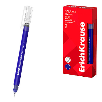 Ручка роллер Erich Krause "Balance Stick Classic", 0,5мм, СИНЯЯ, 63147 /12/НОВИНКА!