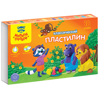 Пластилин 18цв 360г Мульти-Пульти "Приключения Енота", со стеком, картон /5/
