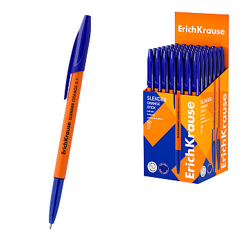 Ручка шариковая Erich krause "Slender Stick Orange. Super Glide Technologyl" СИНЯЯ 0.7мм /50/