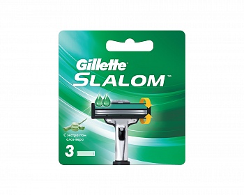 Кассеты Gillette Slalom 3шт зеленые со смаз полоской /40/
