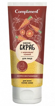 Compliment Скраб-маска д/лица Экспресс восстановление с морковью и тыквой 130мл /16/