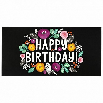 Открытка-конверт для денег "HAPPY BIRTHDAY" Цветы /10/