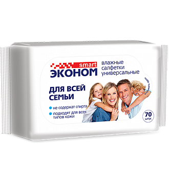 Влажные салфетки  70шт Эконом smart  для всей семьи/24/