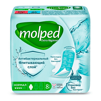 Прокладки гиг. MOLPED Антибакт. прокладки CУПЕР (8шт) /18/Хаят
