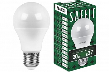 Лампа св/д Saffit ЛОН А60 E27 20W(1900lm) 6400K 6K матовая 112x60  SBA6020 55015