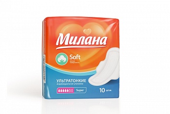 Прокладки гиг. МИЛАНА Ультратонкие софт супер 10шт (4к)/54
