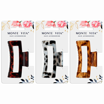 Краб для волос MONTE VITA  8,5см, глянцевый, АССОРТИ /6/