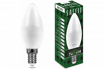 Лампа св/д Saffit свеча С37 E14 7W(560lm) 6400K 6K матовая 100x37  SBA3707 55169