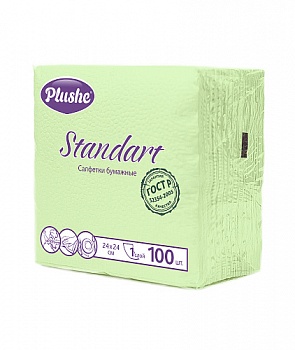 Салфетки бум. Plushe Стандарт 24*24 100л Салатовый пастель /20/