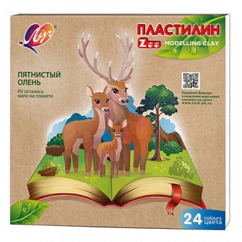 Пластилин 24цв 360г Луч "Zoo", картонная упаковка