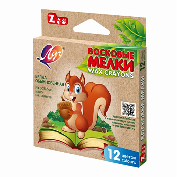 Мелки восковые 12цв Луч Zoo шестигранные, картонная упаковка, европодвес /40/