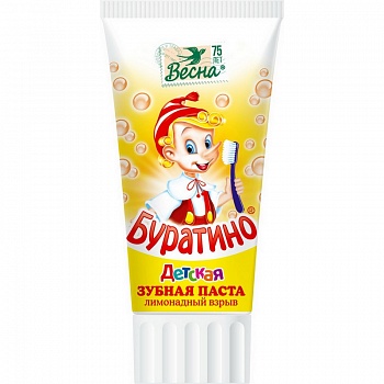 Весна Зубная паста БУРАТИНО 75мл Лимонадный взрыв /48/1827