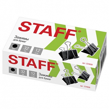 Зажим для бумаг 32мм STAFF EVERYDAY на 140 л /12/
