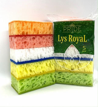 Губка бытовая PRIDE с чист. сл.  5шт Lys Royal /30/