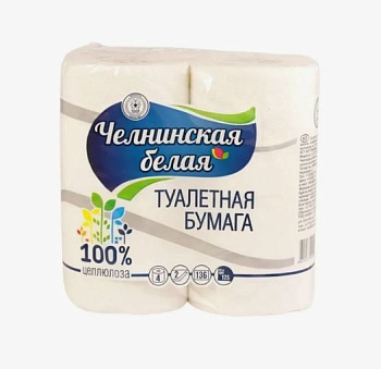 Туалетная бумага ЧЕЛНИНСКАЯ БЕЛАЯ  4шт. (со втулкой) /12/Набережные челны/