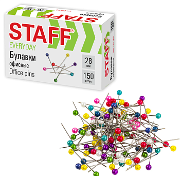 Булавки универсальные STAFF "EVERYDAY", 28 мм, 150 штук, в картонной коробке, 226760 /50/
