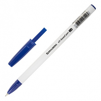 Ручка шариковая масляная BRAUBERG Stick Medium, СИНЯЯ, узел 1 мм, линия письма 0,5 мм, 143419 /48/