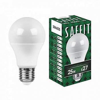Лампа св/д Saffit ЛОН А60 E27 25W(2150lm) 4000K 4K матовая 136x65  SBA6525 55088