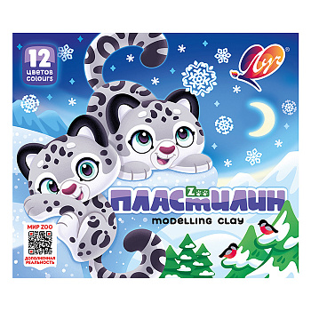 Пластилин 12цв 180г Луч ZOO карт. упаковка /16/