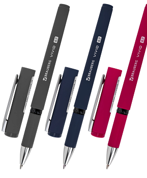 Ручка шариковая BRAUBERG "VIVID", СИНЯЯ, SOFT TOUCH покрытие, узел 0,7мм, линия письма 0,35мм /24/