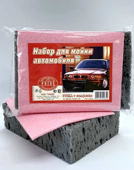 Губка автомобильная + салфетка /12/Прайд