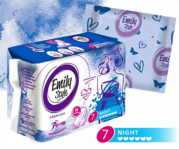 Прокладки гиг. Emily Style PREMIUM  Ультра NIGHT 7шт /24/Арвитекс 2178