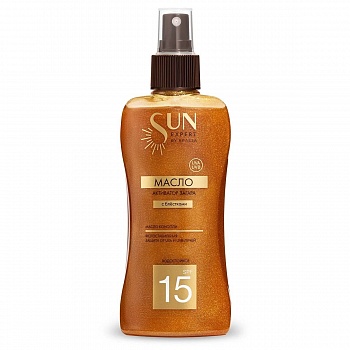 SUN EXPERT by KRASSA Масло-Активатор загара SPF 15 с блестками,180мл /14/