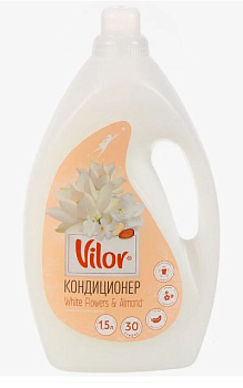 Кондиционер для белья VILOR 1000мл Миндаль и белые цветы (флакон) /10/Ступино/