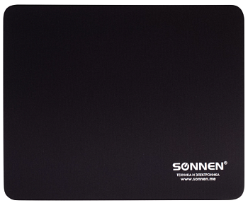 Коврик для мыши SONNEN "BLACK", резина + ткань, 220х180х3 мм, 513309 /10/