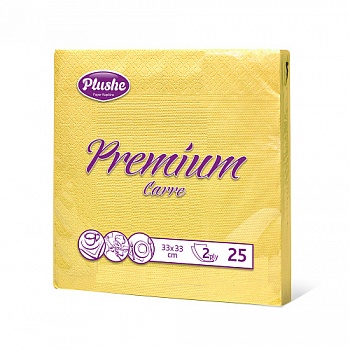Салфетки бум. Plushe Premium carre intensive 33*33 2-хсл. 25л Желтые /30