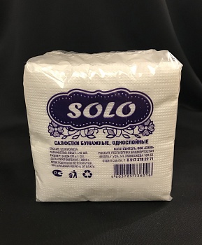 Салфетки бум. SOLO  90л. белые /40/