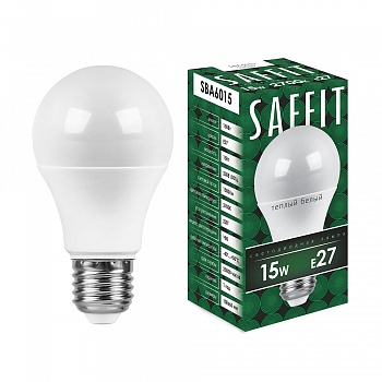Лампа св/д Saffit ЛОН А60 E27 15W(1500lm) 4000K 4K матовая 112x60  SBA6015 55011