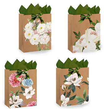 Пакет подарочный 18x10x23 см, ЗОЛОТАЯ СКАЗКА "Flowers", ассорти, глиттер, с тишью /12/