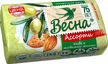 Весна мыло Ассорти  90г Олива и миндальное молочко /72/6088