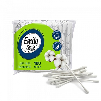 Ватные палочки Emily Style 100шт в пакете /52/Арвитекс