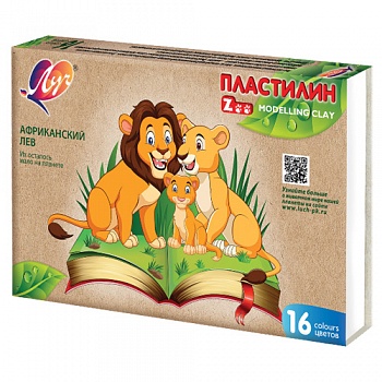 Пластилин 16цв 240г Луч "Zoo", картонная упаковка /14/